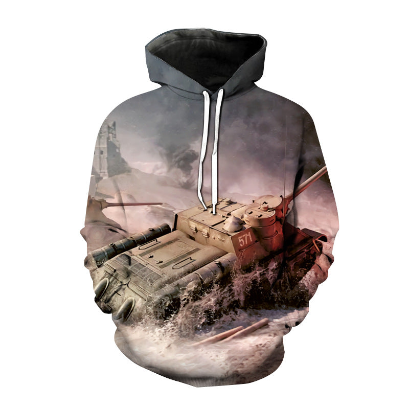 Boy Sweatshirt 3D Tank Gun Theme Hoodie