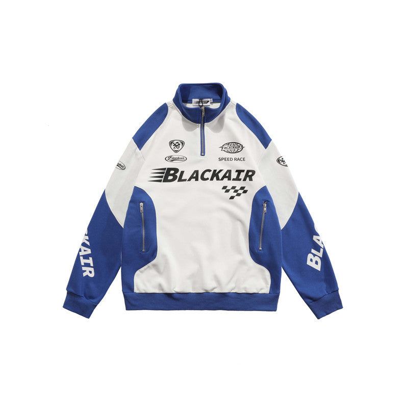 Men's American Retro Half Zip Racing Sweatshirt