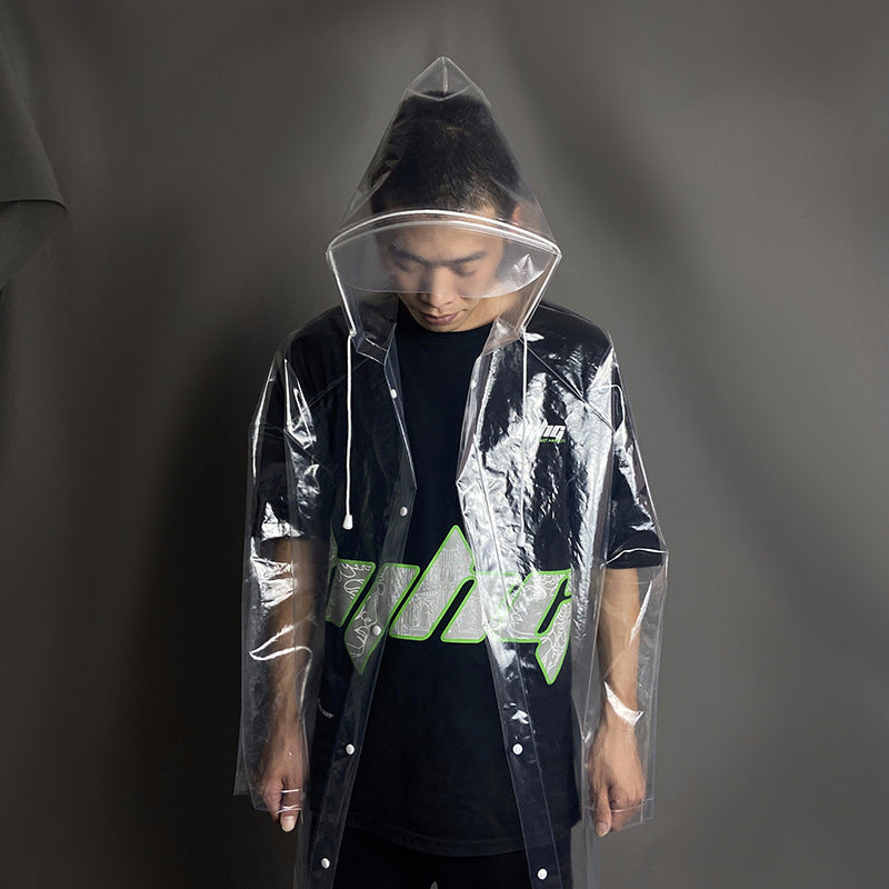 Super Thick EVA Lychee Pattern Full Transparent Raincoat