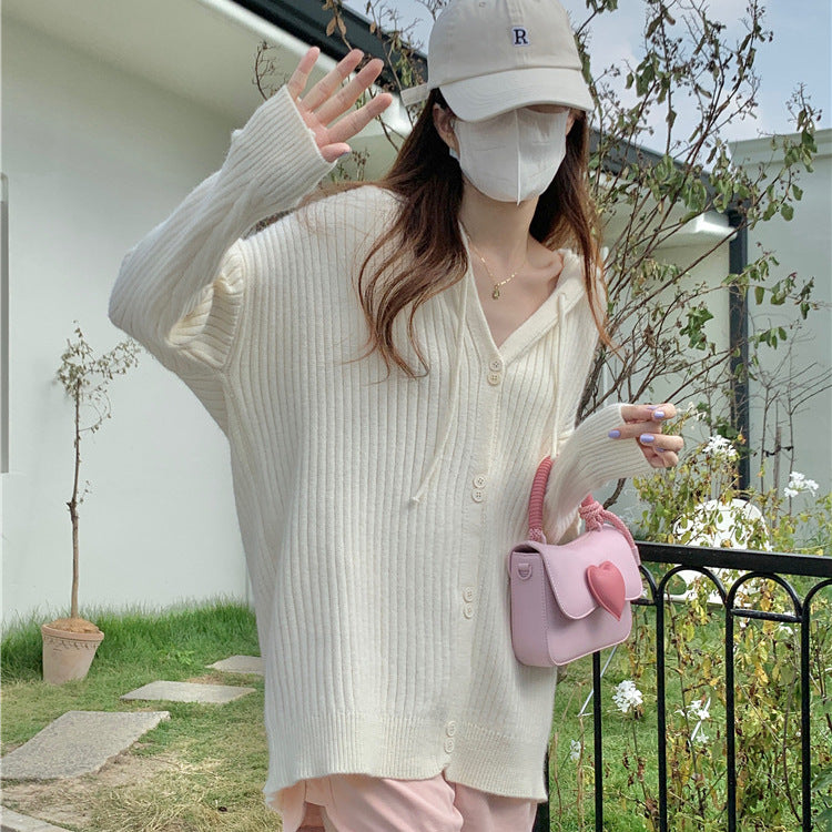 Niche Design Sense Simple Solid Color Loose Hooded Sweater