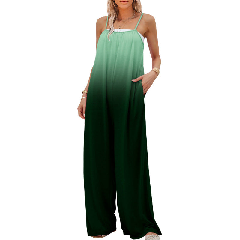 Women's Fashion Casual Loose Sleeveless High Waist Jumpsuit