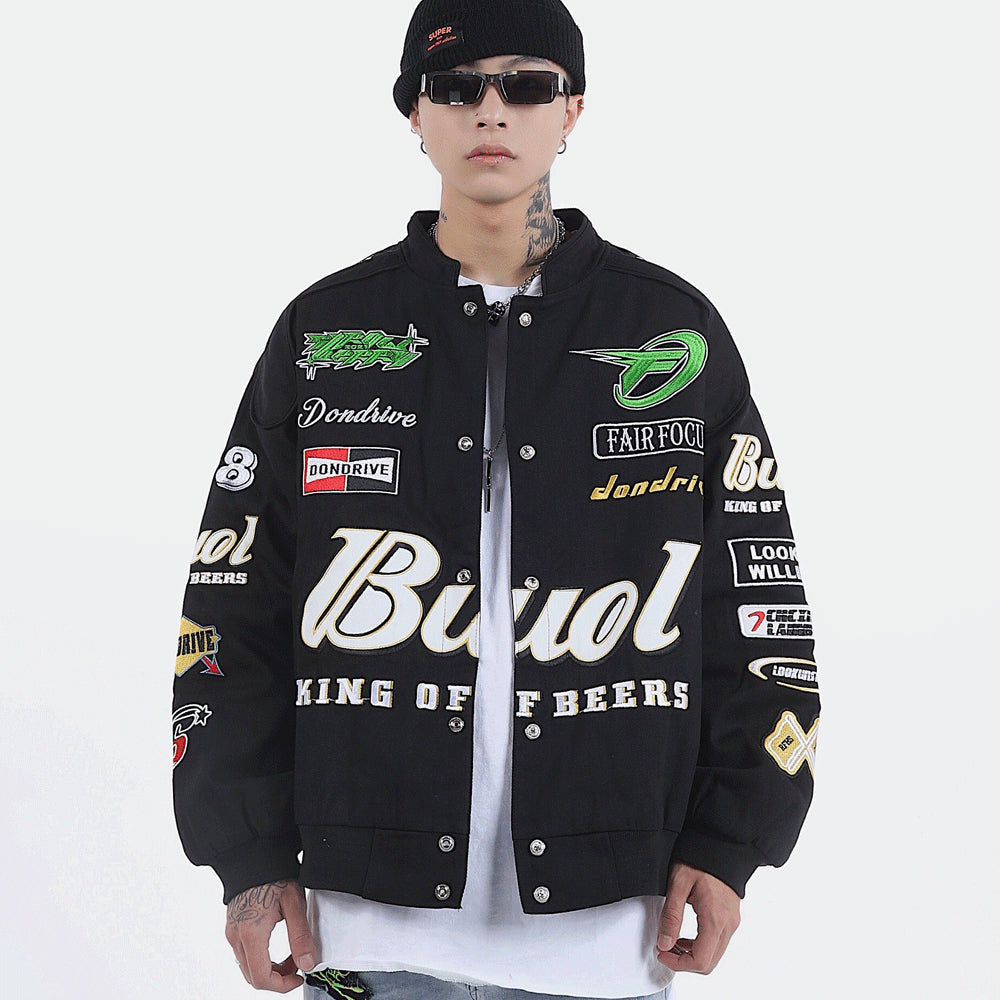 Men's Hip Hop Letter Embroidered Thick Jacket