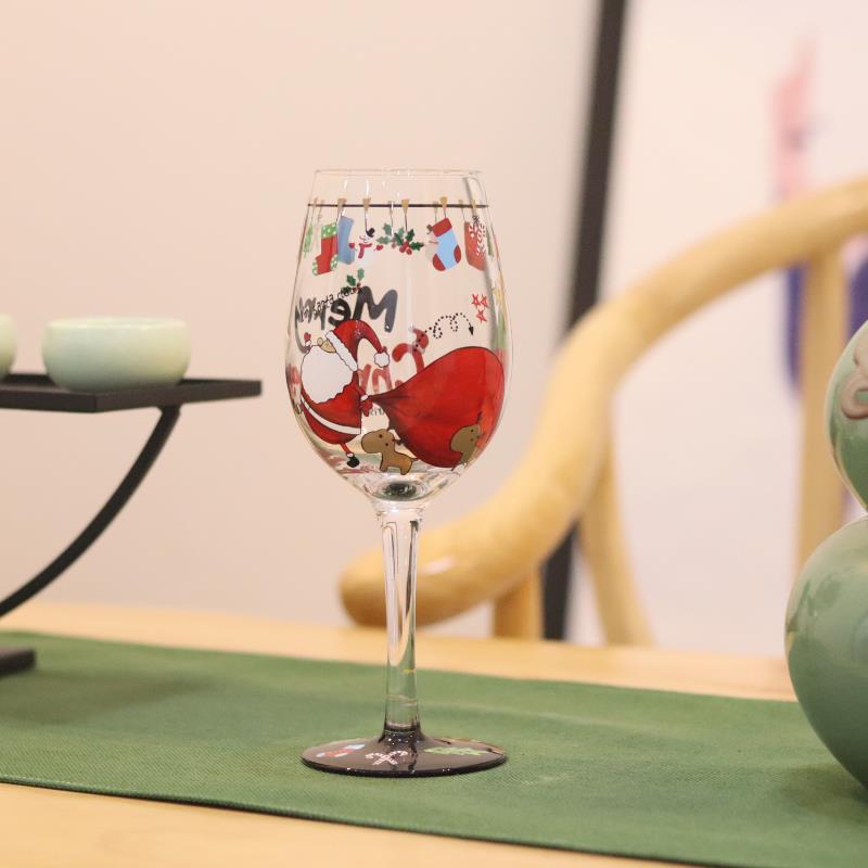 Hand-painted Crystal Wine Glasses Goblets For A Christmas