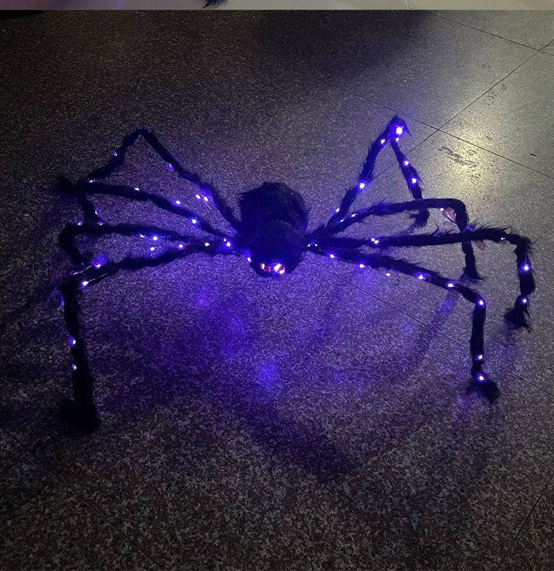 New Halloween Glowing Plush Spider Decoration Prop