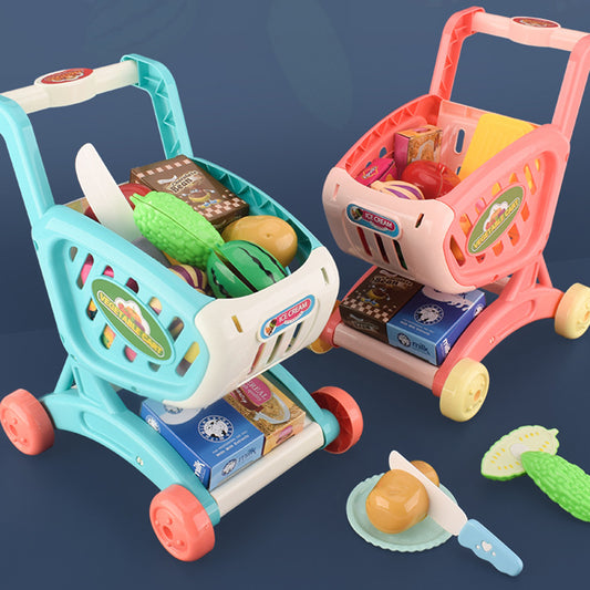 Children's Simulation Supermarket Shopping Cart Fruit And Vegetable Toys