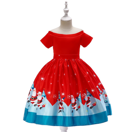 Children's European And American Summer Christmas Evening Dress Girls Princess Dress