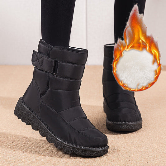 Velcro Snow Boots Winter Warm Plush Shoes Women