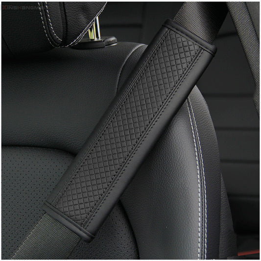 Fiber Leather Embossed Car Seat Belt Shoulder Guard Protective Cover Safety Belt