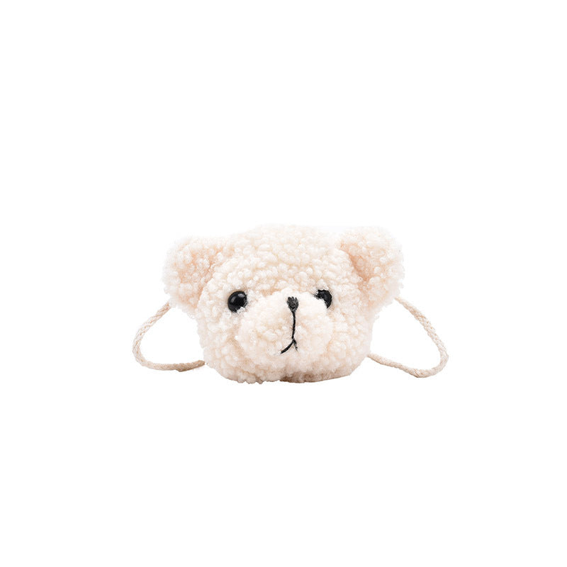 Plush One Shoulder Cartoon Bear Head Crossbody Bag