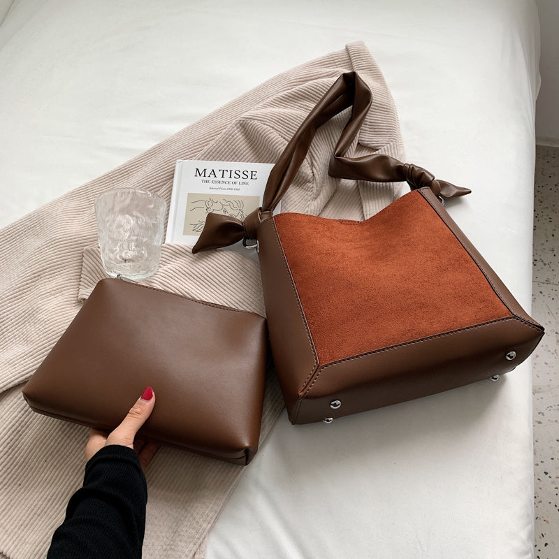 Large Nubuck Leather Shoulder Bag Female Luxury Soft Leather Composite Bag Big Size Design Handbags Women's Trending Shopper Bag