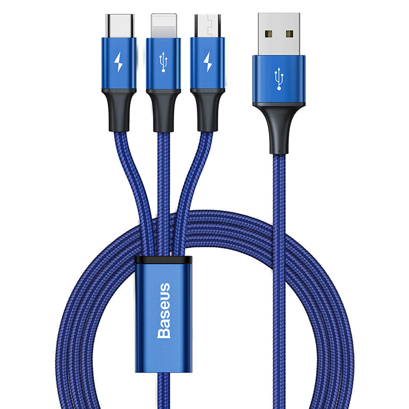 Rapid Series 3 In 1 Cable For IP Plus Micro Plus Type C Dark Blue