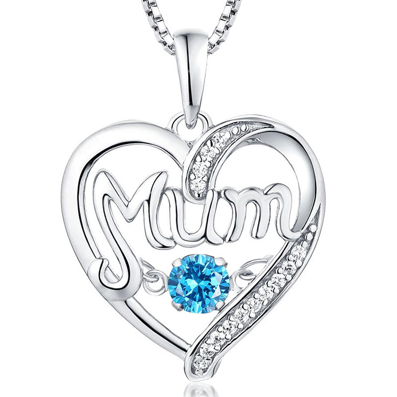 S925 Silver Pulsatile Heart MoM Necklace Mother's Day Gift Birthstones Smart Pendant