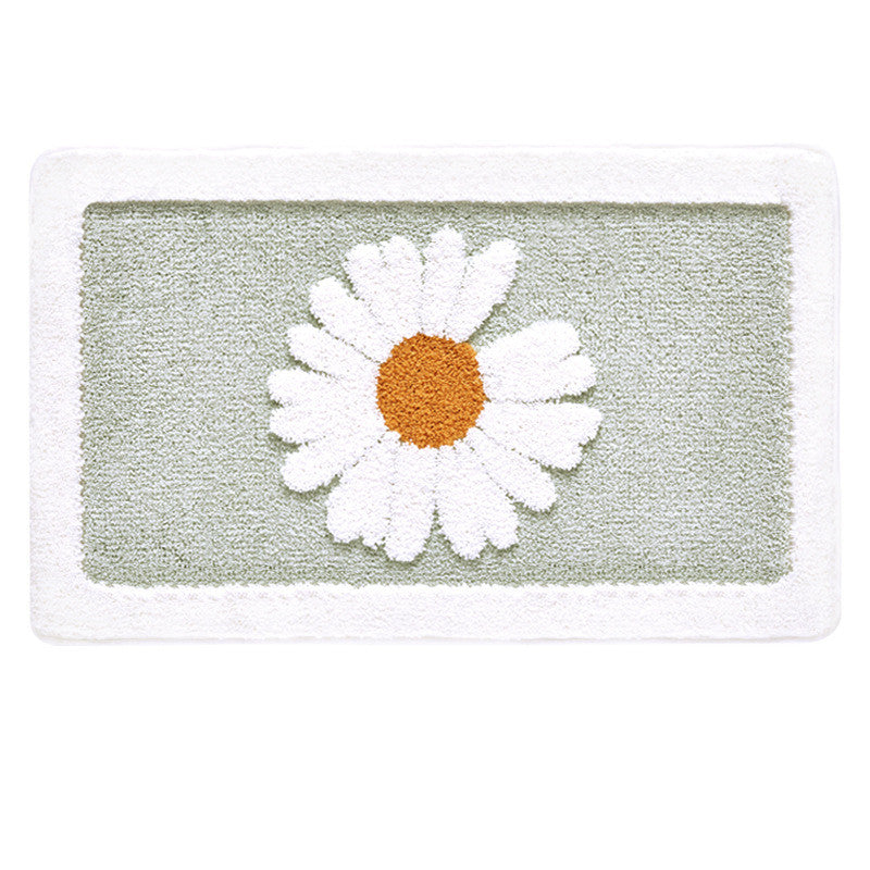 Bathroom Door Entrance Mat Daisy Bath Rug Bathroom Non-Slip Mat Toilet Door Mat Entrance Door Absorbent Mat Anti-slip Door Mat