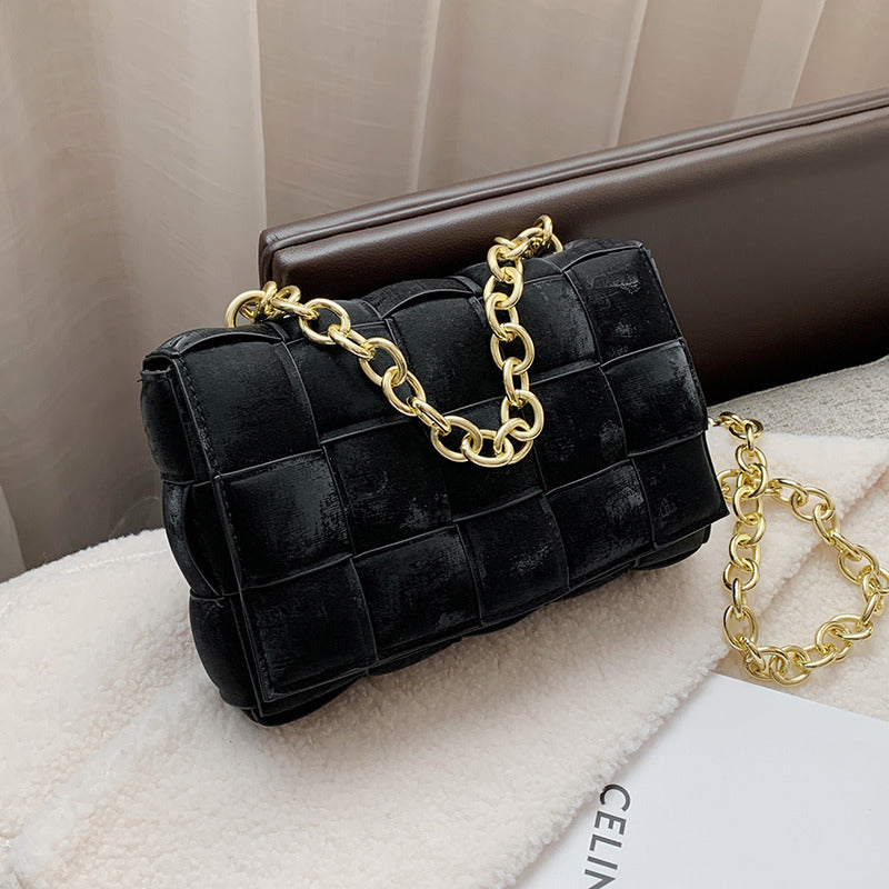 Braided Frosted Portable Square Luxury Designer 2022 Fashion Chain Shoulder Messenger Texture Women's Bag Handbag