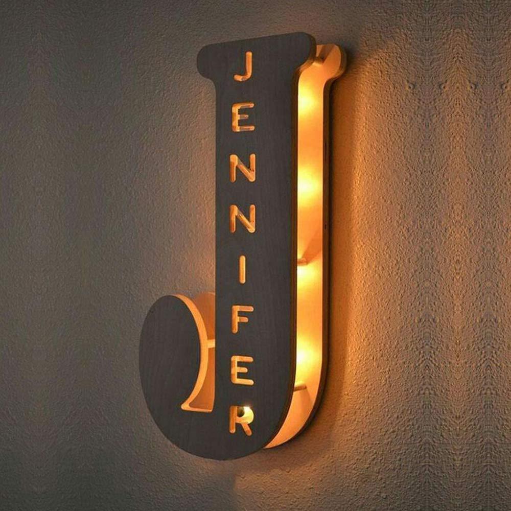 Hollow-Engraved Wooden Alphabet LED Night Light