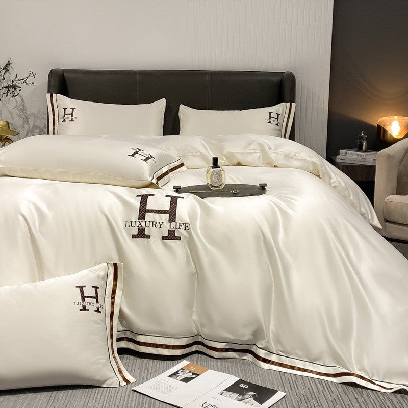 Washed Silk Bedding Four-piece Set Light Luxury Double-sided