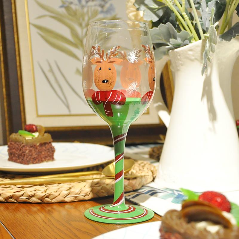 Hand-painted Crystal Wine Glasses Goblets For A Christmas