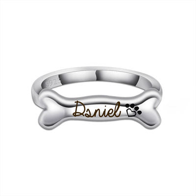 New Product 925 Silver Dog Bone Ring Pet Jewelry Series Personalized Custom Name Ring Jewelry