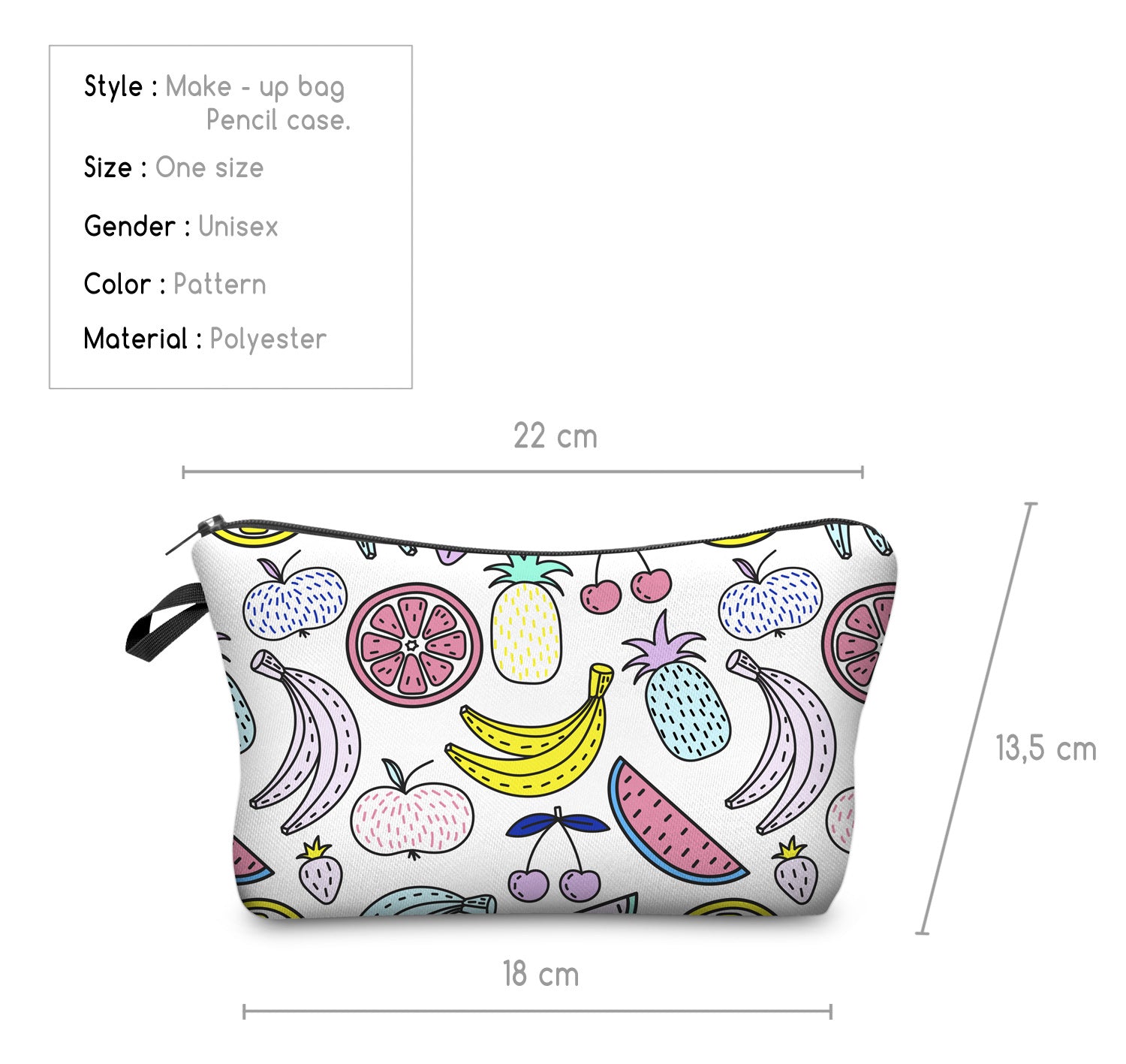 Women's European And American 3D Digital Printing Fruit Cosmetic Bag