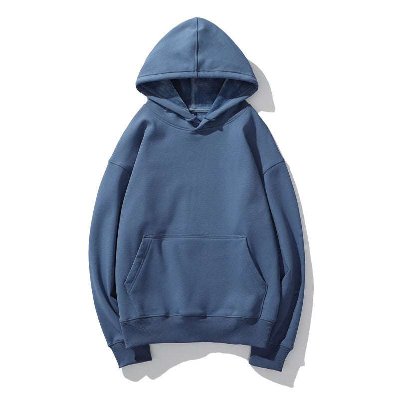 Men's Loose Solid Color Plus Size Fleece Hooded Sweater