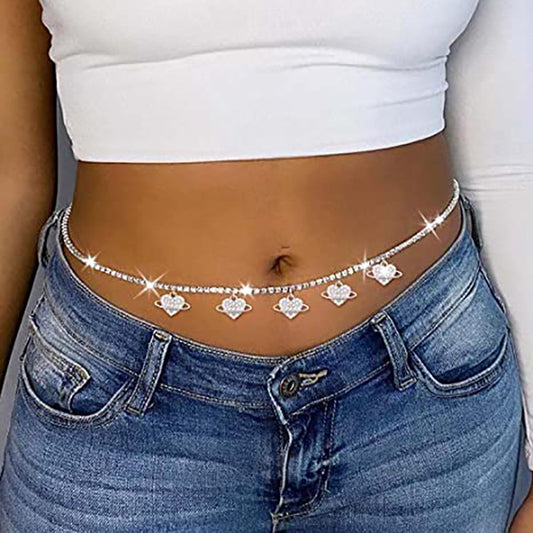 Fashion Love Diamond Silvered Waist Chain Popular