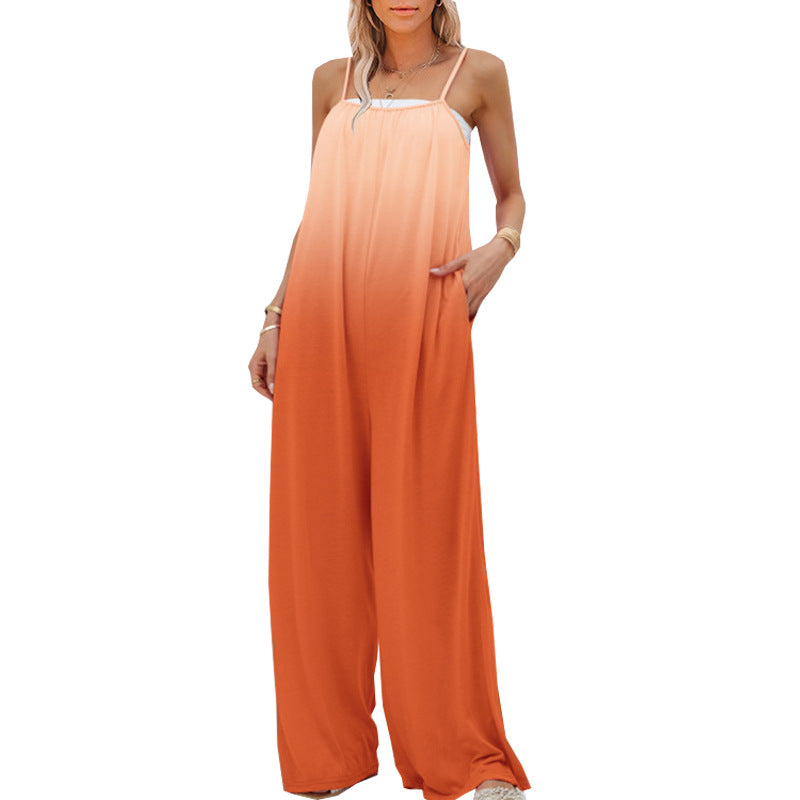 Women's Fashion Casual Loose Sleeveless High Waist Jumpsuit