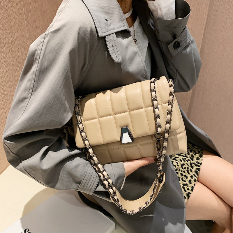 Embroidered Plaid Women's Bag 2021 New Fashion Chain Korean Version All-match Simple Commuter One-shoulder Niche Trend Messenger