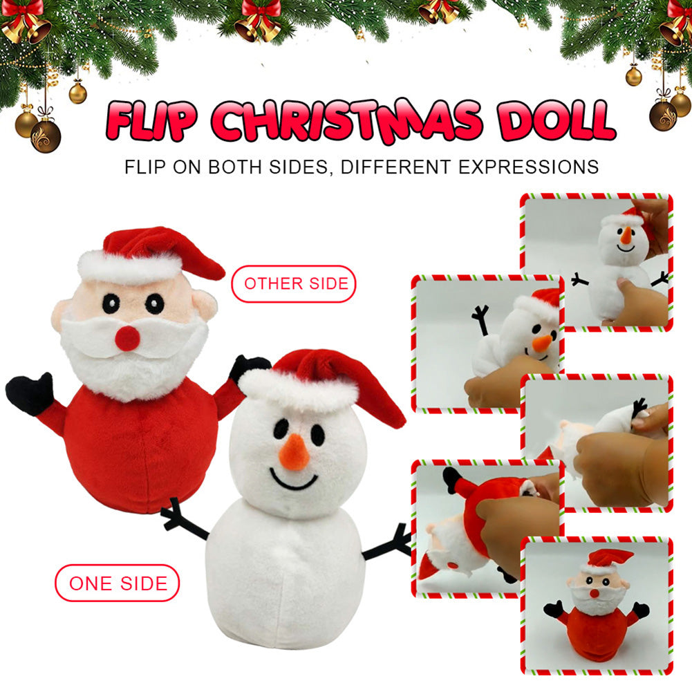 Stylish Double Sided Snowman Doll Flipped Simulation Plush Toys