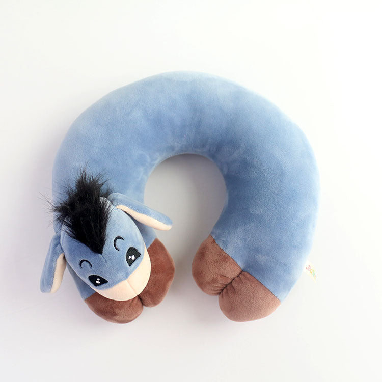 JSQTOYS Cute Cartoon U-shaped Pillow Blue Donkey Office Nap Travel Portable Neck Pillow Plush Toy