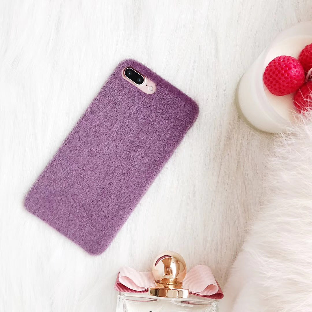 Pure Color Simple Autumn And Winter Sea Rough Horse Hair Iphone12 Plush Shell 11 Suitable For 8P Apple 7plus Material Female