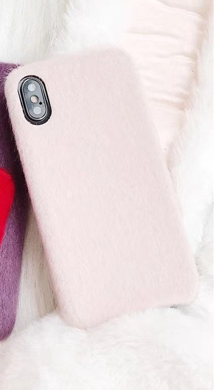 Pure Color Simple Autumn And Winter Sea Rough Horse Hair Iphone12 Plush Shell 11 Suitable For 8P Apple 7plus Material Female