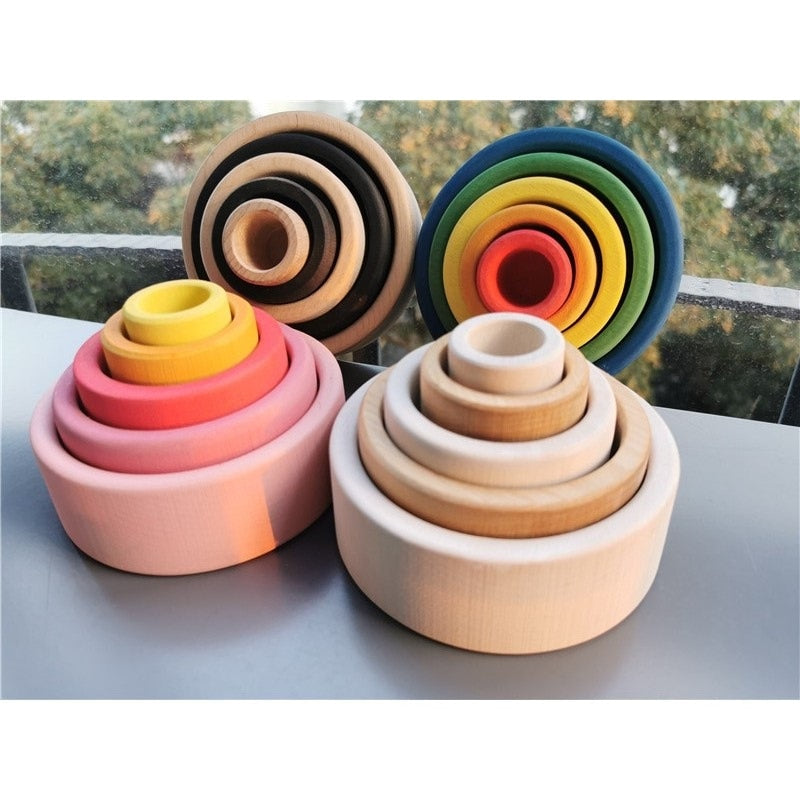 Rainbow blocks stacking bowl