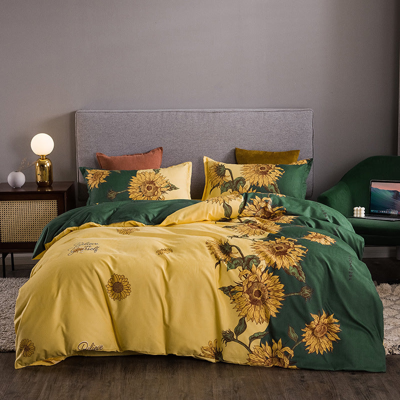 Thickened Brushed Four-piece Winter Bed Sheet And Duvet Cover Three-piece Bedding Set