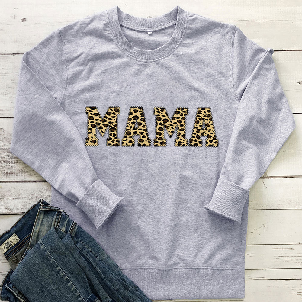 Leopard Print Mother's Day Sweatshirt Casual