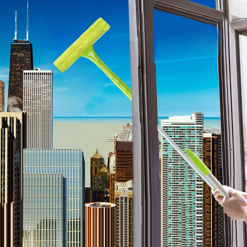 Double-sided Long Handle Retractable Rotating Glass Cleaning Artifact U-shaped High-rise Household Cleaning And Sanitation