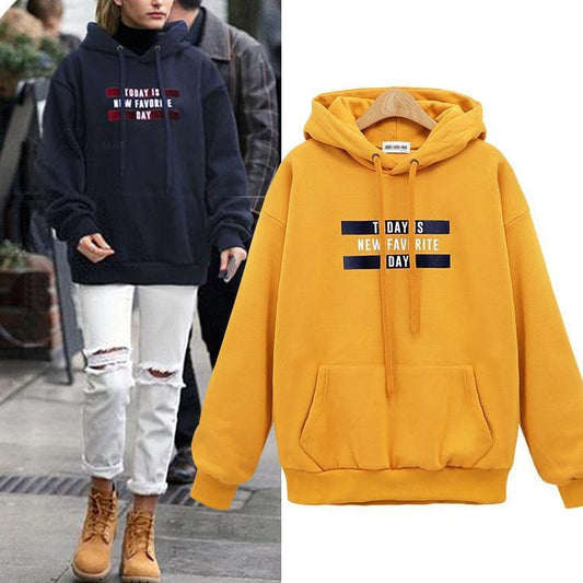 European And American Letter Printing Hooded Loose Pullover Women