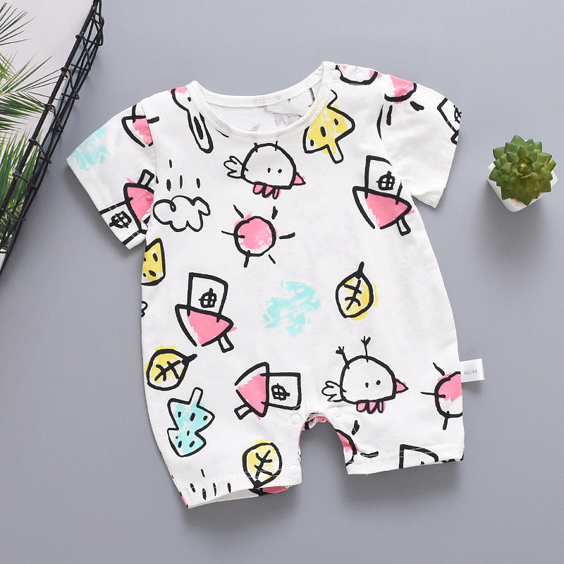 Infant Clothing Summer Ins Romper Baby Closed Romper Baby Clothes Stall Net Red Cartoon Clothes