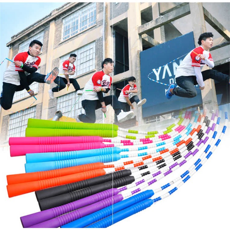 PVC Family Sports Jump Rope Children's Fancy Bamboo Jump Rope Non-slip Handle Hard Bead Yoga Rope Skipping