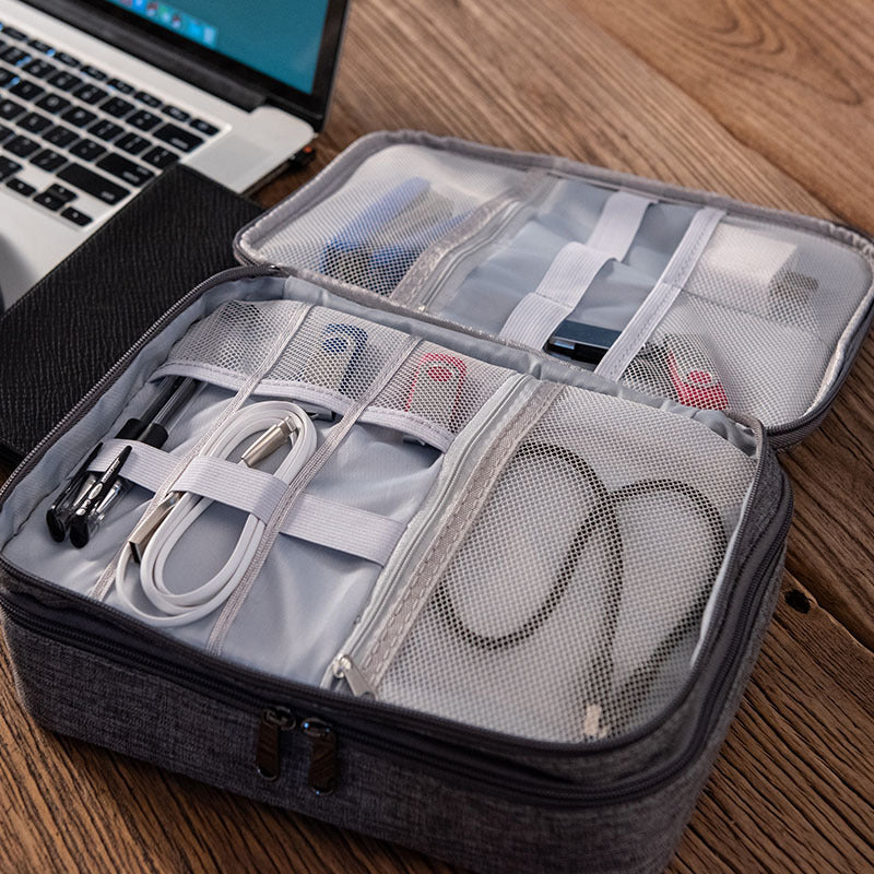 The New Three-layer Digital Bag Storage Bag Multi-functional Data Cable Storage Bag Mobile Power Earphone Storage Bag