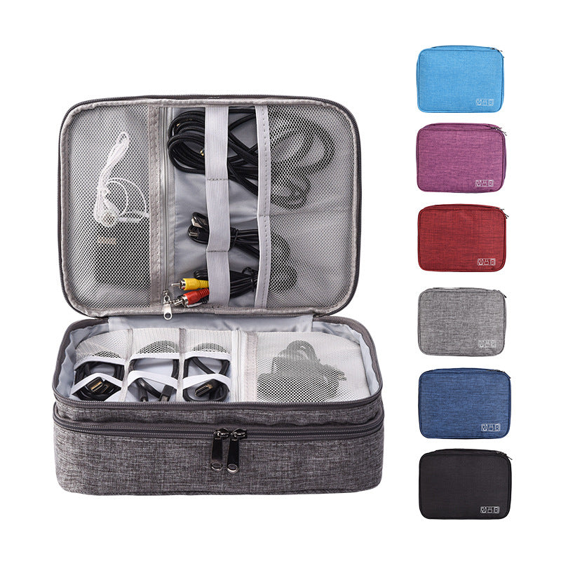 The New Three-layer Digital Bag Storage Bag Multi-functional Data Cable Storage Bag Mobile Power Earphone Storage Bag