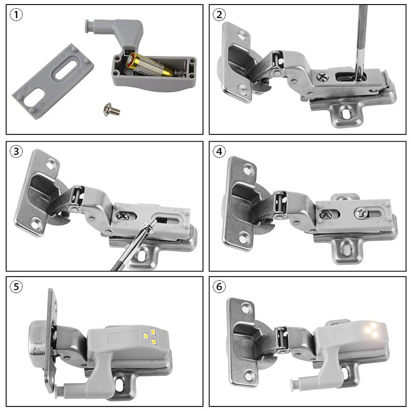 10pcs Universal Inner Hinge LED Lamp with Battery Under Cabinet Light for Wardrobe Cupboard Closet Kitchen Bedroom Lighting