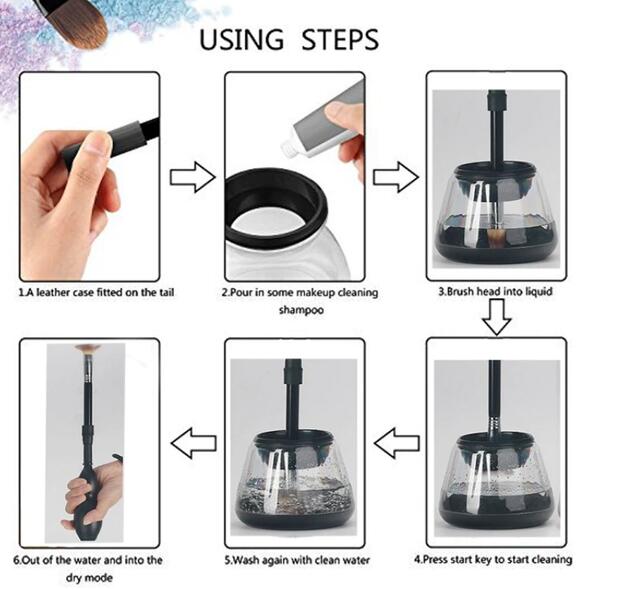 Professional Electric Auto Make Up Brushes Washing Tool Dry in