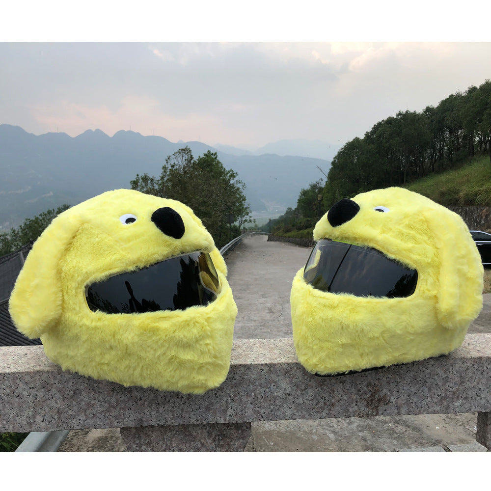 Helmet Protection Headgear Stitch Full Helmet Cartoon Plush Panda Frog Puppy Unveiled Helmet Sports Car