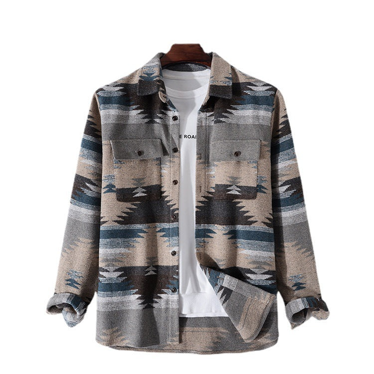 Men's Wool Lapel Believe Print Men's Jacket