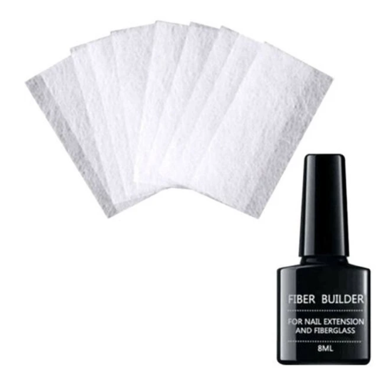 Fiber extension adhesive for nail polish repair