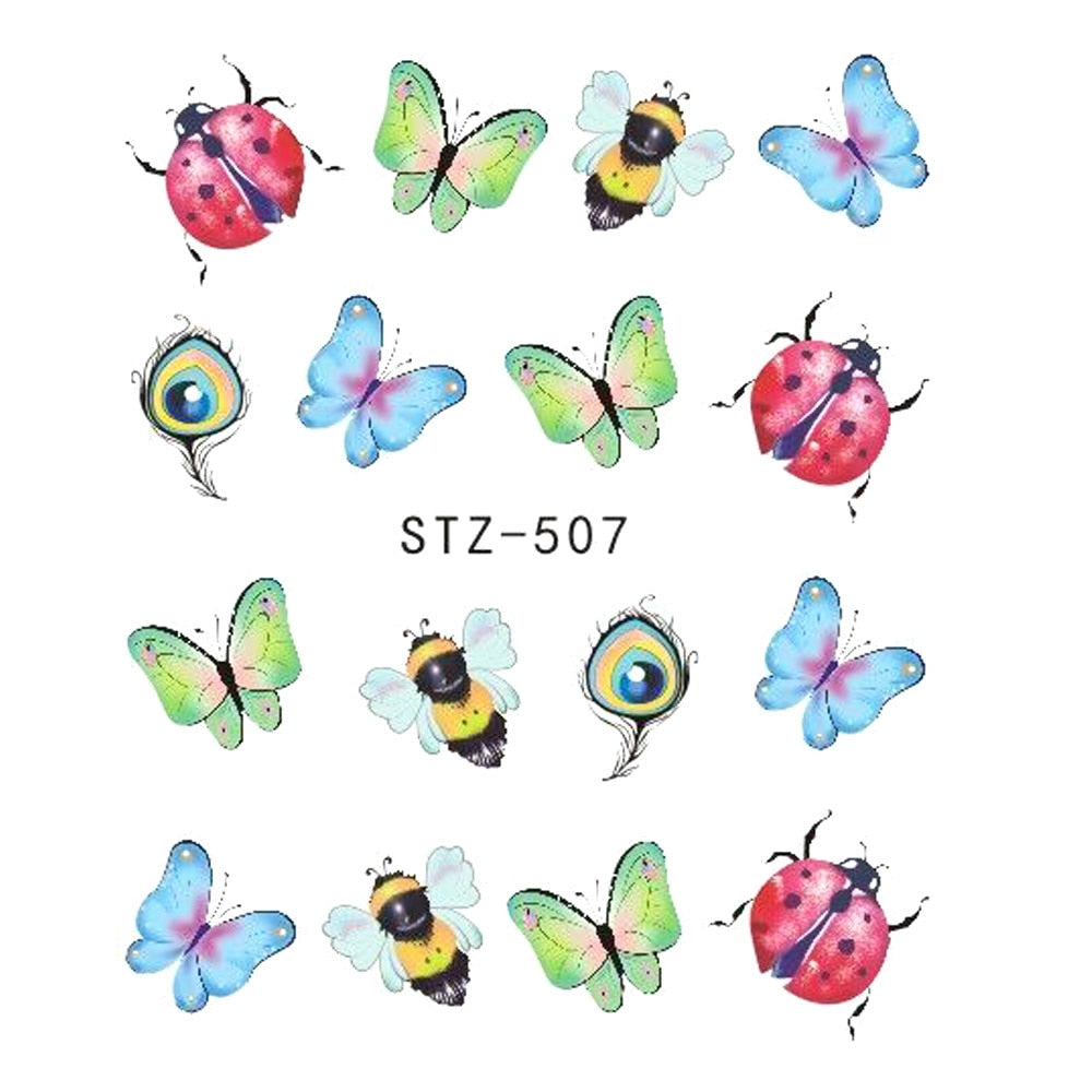 1pcs Nail Sticker Butterfly Flower Water Transfer Decal Sliders for Nail Art Decoration Tattoo Manicure Wraps Tools Tip JISTZ508