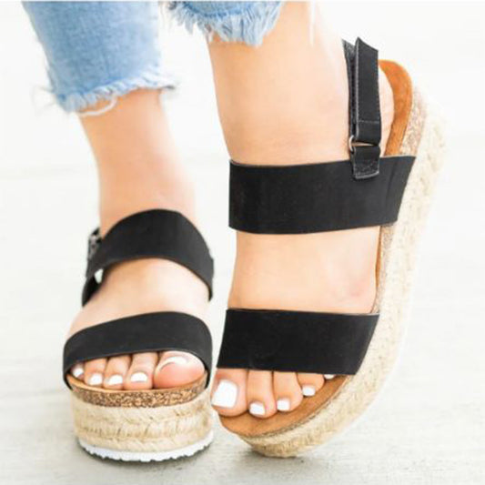 Thick-soled Hemp Rope Muffin Bottom Roman Sandals 