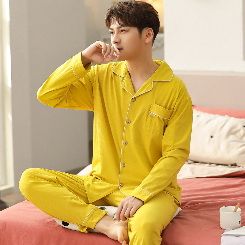 Simple Cotton Long-Sleeved Men's Homewear