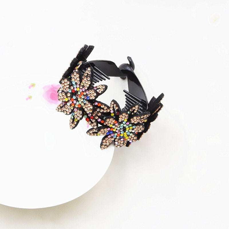 Rhinestone Flower Plate Hair Tie