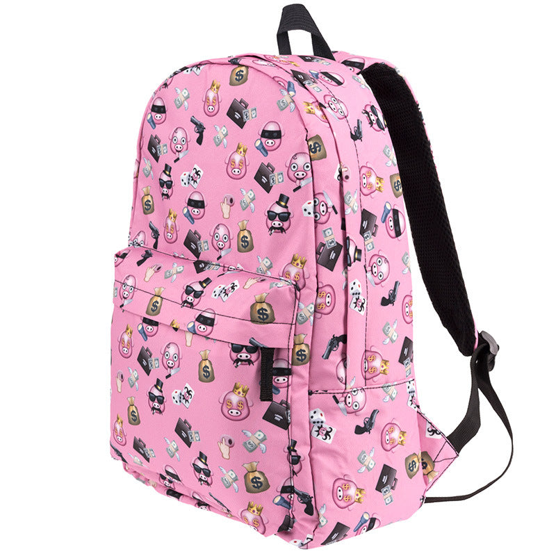 Children's Schoolbag Girls Travel Light And Practical Canvas Backpack Cute Cartoon Print Backpack